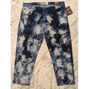 Akademiks Jeanius Men's 46x32 Blue Acid Wash Y2K‎ Grunge Punk Rocker NWT Flaw